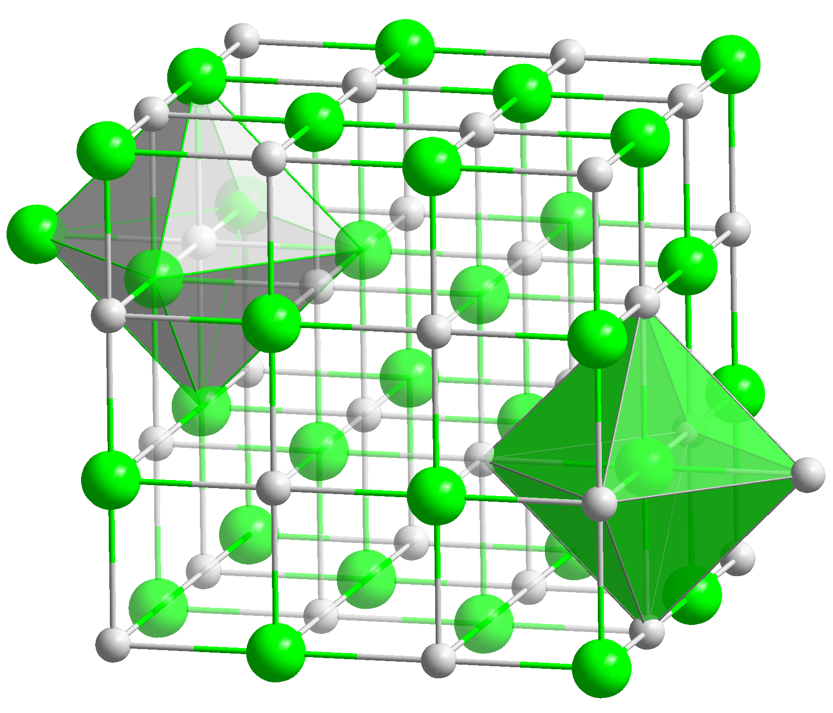 Gestileerd ionenrooster
Kristalstructuur van NaCl (natriumchloride) 
met coördinatie veelvlakken
Solid State 2008 commons.wikimeida