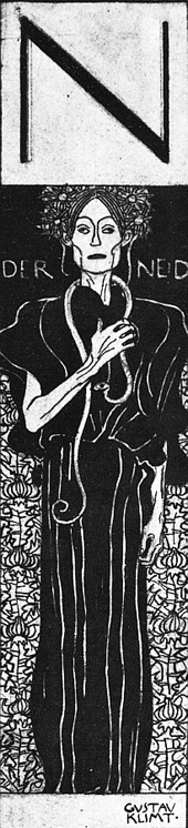 Gustav Klimt 1862 - 1918
'Der Neid' - 'Afgunst'. Uit: 
Jugendstil-magazine‘Ver Sacrum’ 1898 -1903
cgfaonline artmuseum 2014