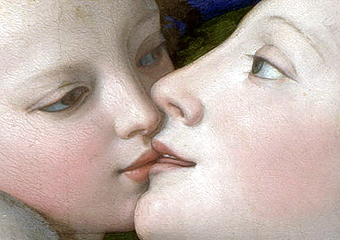 De god Cupido kust 
de moedergodin Venus