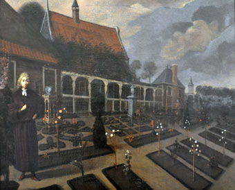Gerard van de Rijp in zijn tuin</i>
Noord-Hollandse School, einde 17e eeuw
Olie op doek. Kalab 2013