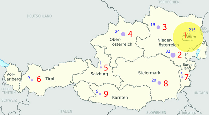 Proportionale Verteilung über die 
Bundesländer im September 1985
Sgt bilko 2010 commons.wikimedia
Kalab 2015