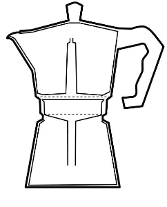 Koffie zetten met Mokka Express: 
Een warmtebron verwarmt het water in het onderste deel tot het begint te verdampen. 
De stoom duwt het kokende water door het filter omhoog door de koffie. 
Via een conische buis stroomt de koffie in het bovendeel. 
De koffie is klaar als waterdamp uit de stijg-buis komt; 
herkenbaar aan de 'rochelen' of 'sissen' van de Mokka Express. 
Afbeelding: Alborzagros 2014 commons.wikimedia
