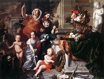 Gerard de Lairesse 1640 - 1711.
Allegorie van de vijf zintuigen, 1668. 
Olie op doek. 
Kelvingrove Museum, Glasgow. 
Juanpdp 2007 commons.wikimedia