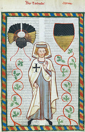 'Der Tannhäuser'
Codex Manesse, 1305 - 1315
UB Heidelberg, Cod. Pal. germ. 848, fol. 264r
AndreasPraefcke 2012 wikipedia.org
