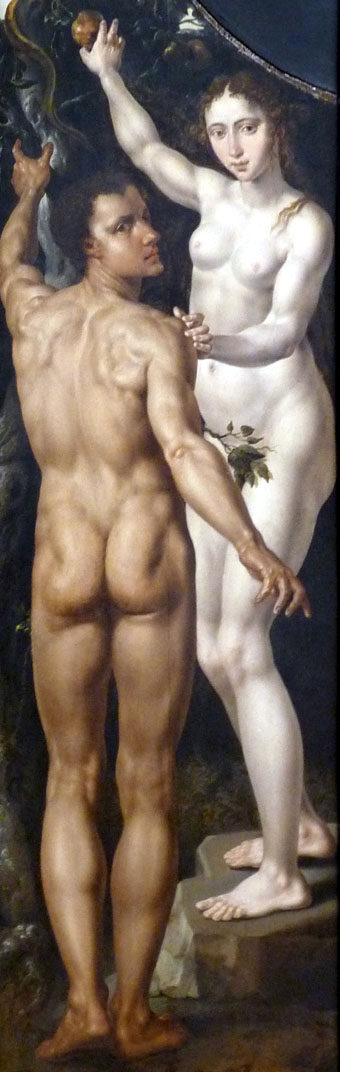 Martin van Heemskerck 1498 - 1574
Adam en Eva, 1550
Verschillende huidtinten onderstrepen het
verschil tussen man en vrouw
Olieverf op hout, detail
Musee des Beaux-Arts, Strasbourg
Regi51 2010 commons.wikimedia Martin van Heemskerck 1498 - 1574
Adam en Eva, 1550
Verschillende huidtinten onderstrepen het
verschil tussen man en vrouw
Olieverf op hout, detail
Musee des Beaux-Arts, Strasbourg
Regi51 2010 commons.wikimedia