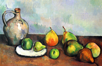 Paul Cézanne 1839 - 1906
'Stilleven, kruik en fruit', 1893 - 1894
Olie op doek, 43 × 63 cm, 
Private collectie, Yorck Project, Directmedia
Eloquence 2004 commons.wikimedia
