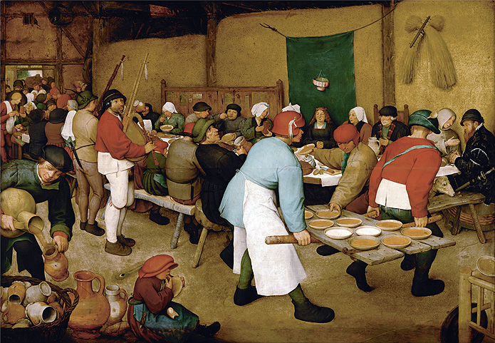 Pieter Brueghel de oudere 1530 - 1569. 
‘De Boerenbruiloft’, 1566 - 1569
Olie op hout, 114 x 164 cm. 
Kunsthistorisches Museum Wien, 
DcoetzeeBot 2012 commons.wikimedia