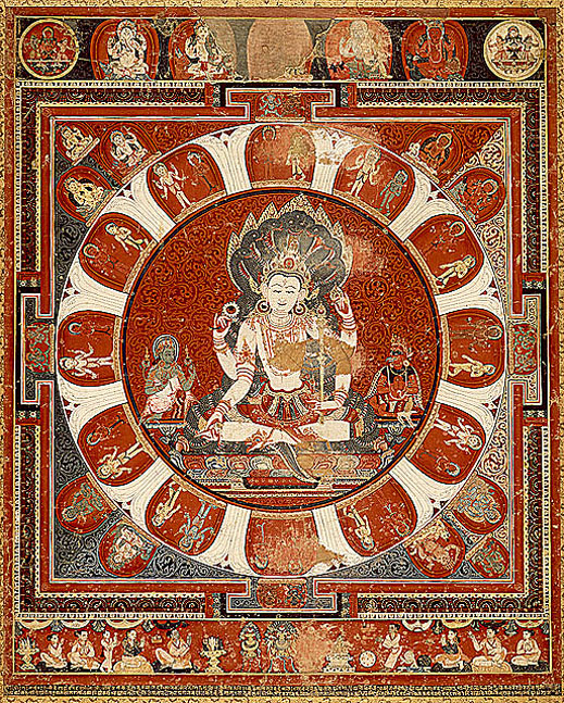 mandala van Vishnu<
Schilderij, Pata / Paubha, Nepal 1420
Minerale pigmenten op katoen, 72 x 59 cm
Nasli en Alice Heeramaneck Collectie
Redtigerxyz 2007 wikipedia.org mandala van Vishnu<
Schilderij, Pata / Paubha, Nepal 1420
Minerale pigmenten op katoen, 72 x 59 cm
Nasli en Alice Heeramaneck Collectie
Redtigerxyz 2007 wikipedia.org