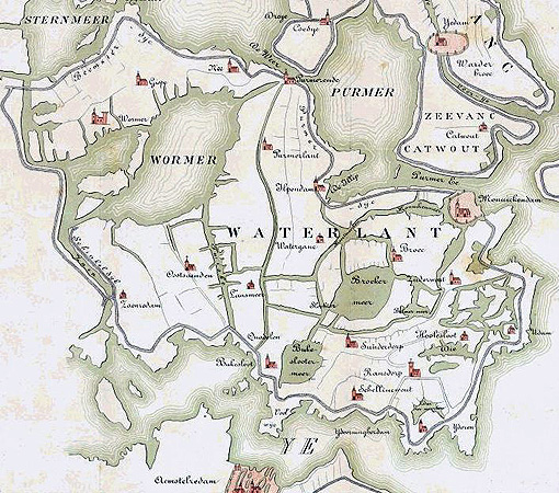 De Waterlandse Zeedijk omringde al in 1288 Waterland,
maar de binnenmeren ten noorden stonden nog in open verbinding
met de Zuiderzee. Hannes 2008 commons.wikimedia De Waterlandse Zeedijk omringde al in 1288 Waterland,
maar de binnenmeren ten noorden stonden nog in open verbinding
met de Zuiderzee. Hannes 2008 commons.wikimedia