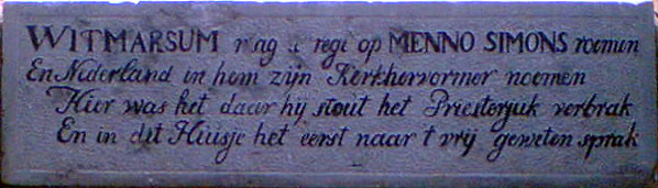 Gedenksteen van Menno Simons in Witmarsum. Kalab 2007