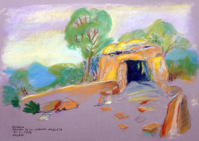 „Dolmen de la Cabana Arqueta”, 
Espolla, Empordà, Girona, Cataluña, Spanien
13. März 2009, Pastell auf Pastellpapier