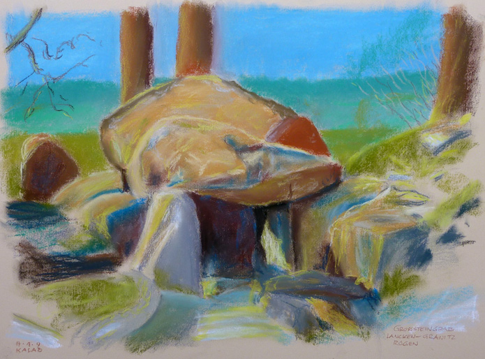 „Großsteingrab Lancken-Granitz”, Rügen, 
Mecklenburg-Voorpommern, Deutschland.
17. April 2009, Pastell auf Pastellpapier