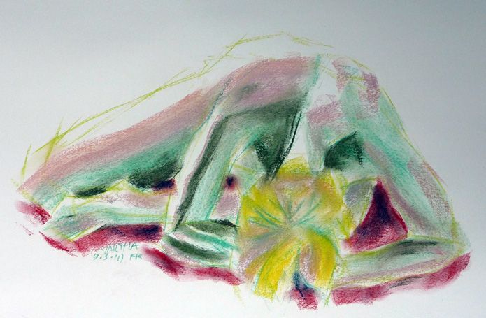 „Sterbende Göttin”, Martha
Amsterdam, 9. März 2010, Pastell auf Papier